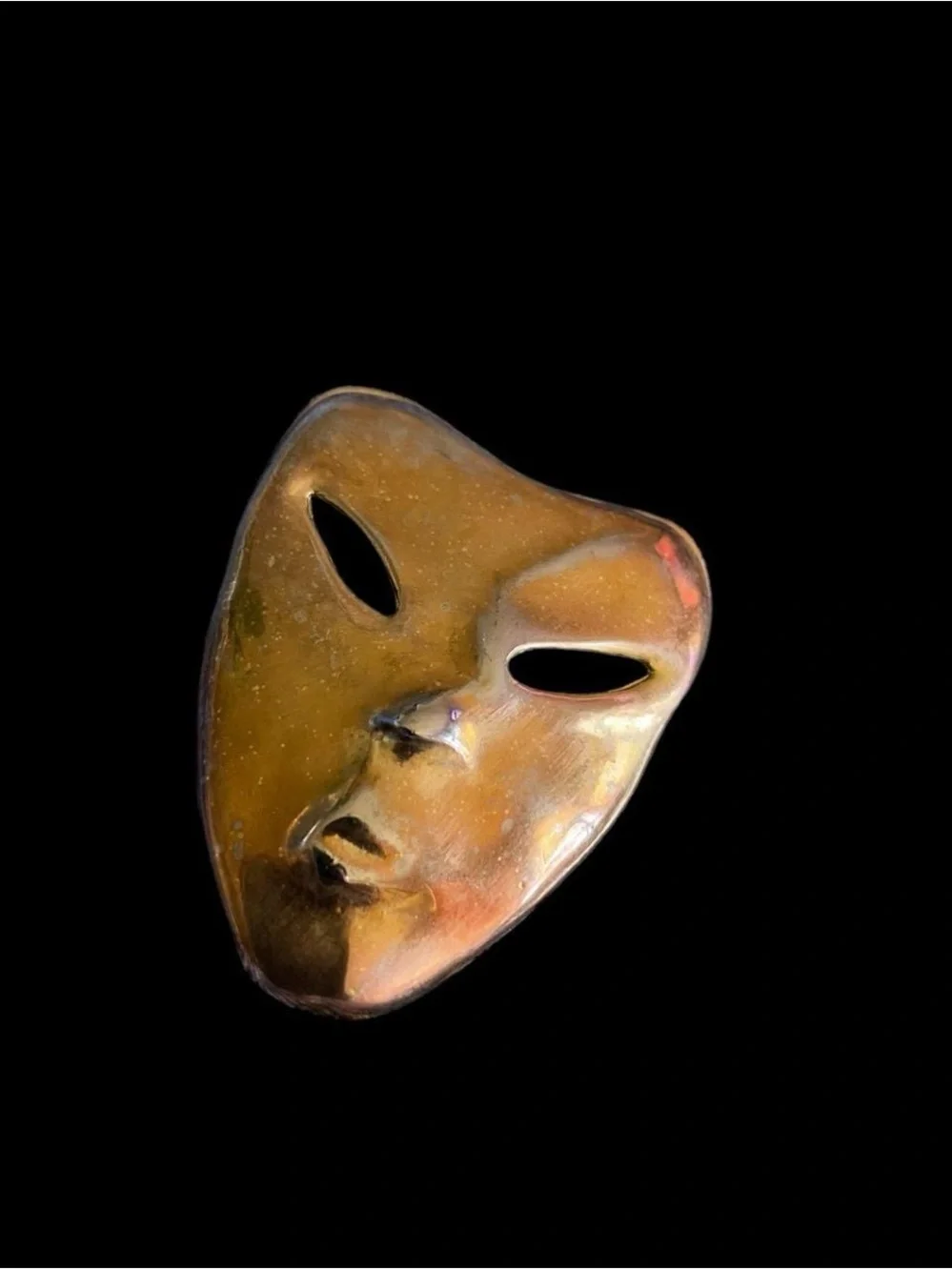 Handcrafted Ceramic Gold Face Wall Art Mask